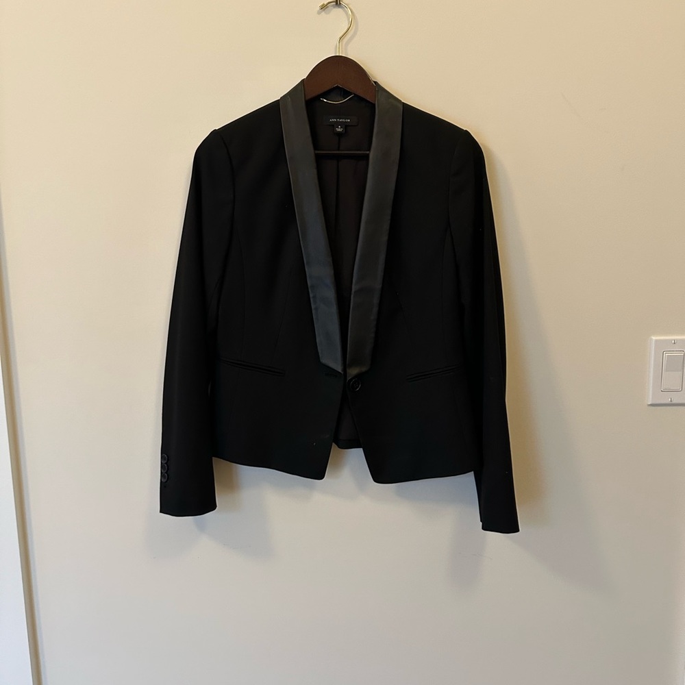 Ann Taylor Blazer with leather collar